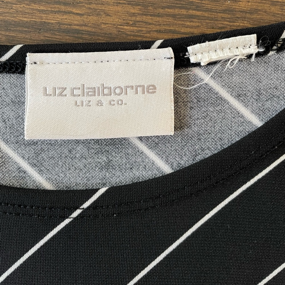 VINTAGE LIZ CLAIBORNE 2 PIECE PANT SET Size L Black White - Picture 8 of 12